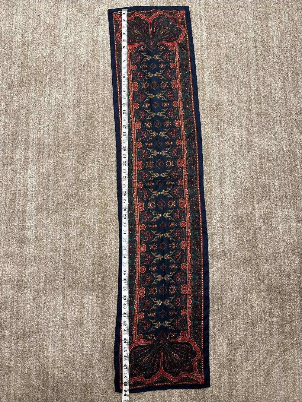 Elaine Gold for Collection XIIX 100% Silk Vintage Paisley Blue Red Women Scarf